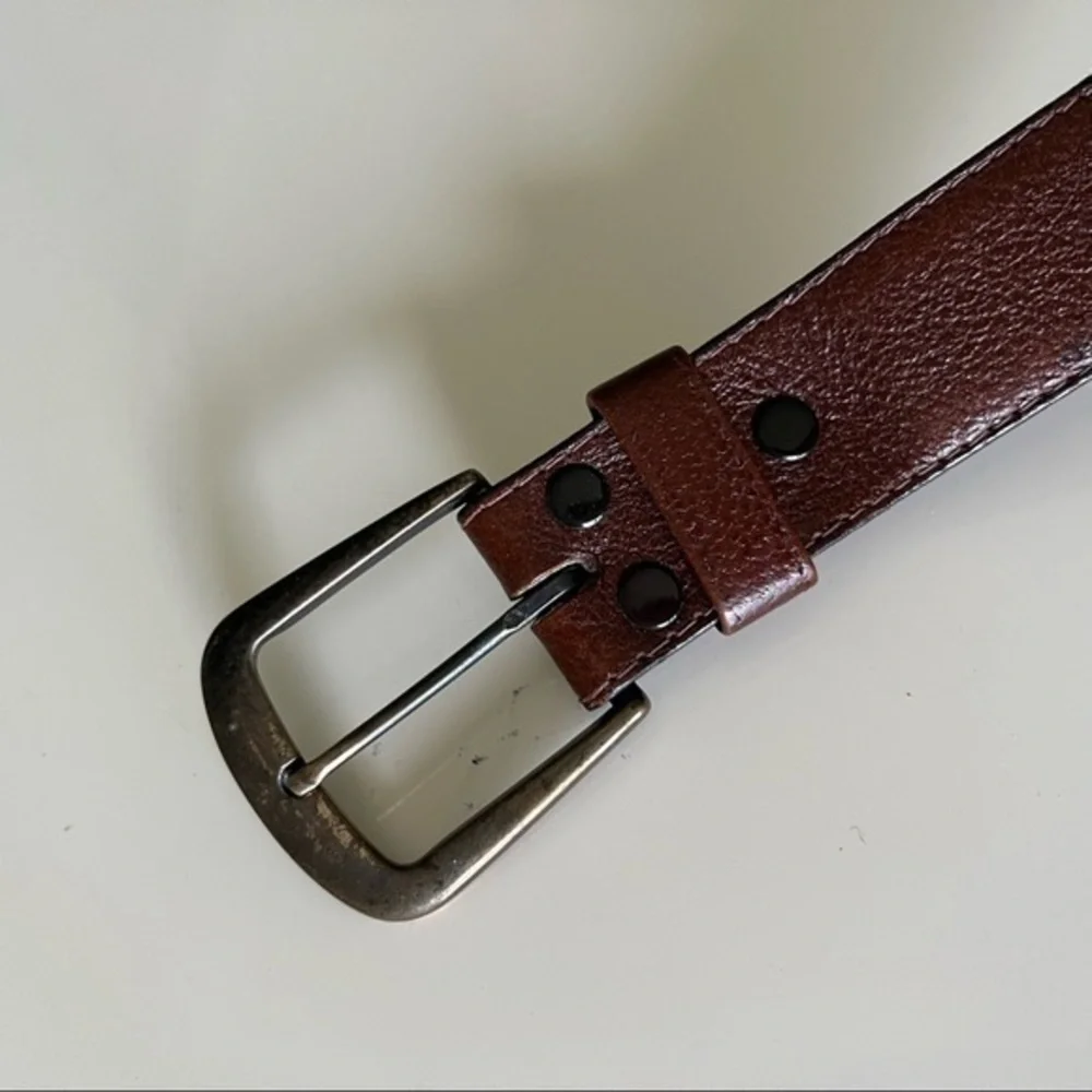 San Remo Brighton Grain Brown Leather Belt With Zip Design Size 34